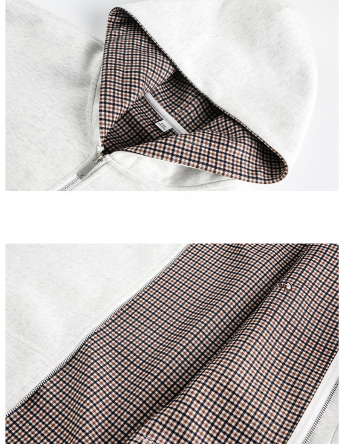 Check Lined Zip Hoodie