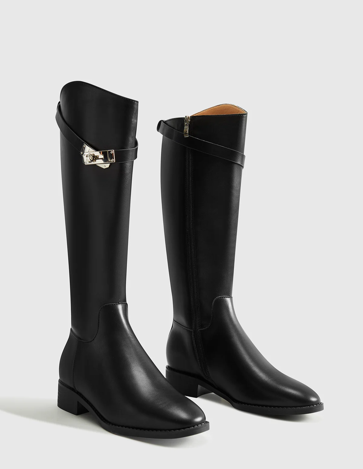 Belted Knee-High Boots