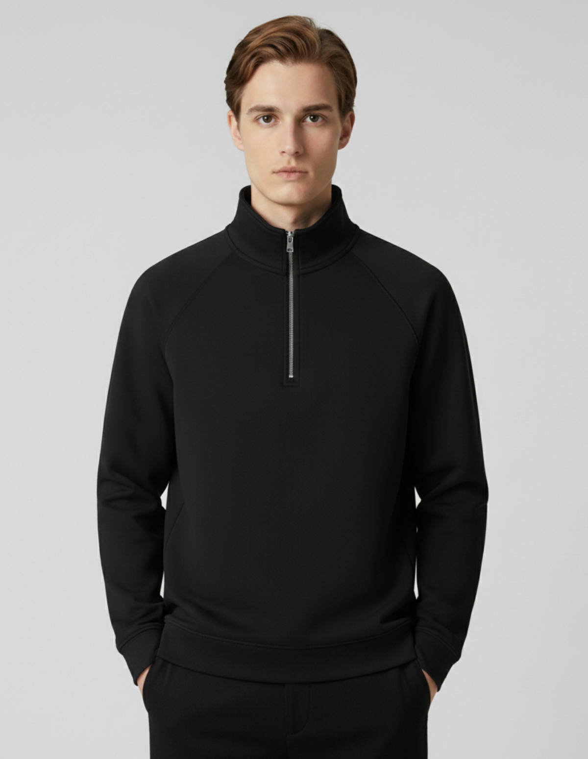 Velour High-Collar Zip Hoodie