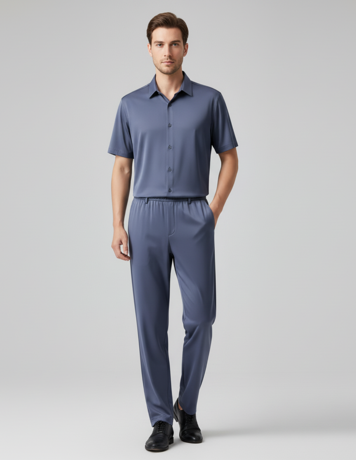 Imitation Ice‐Silk Shirt Set