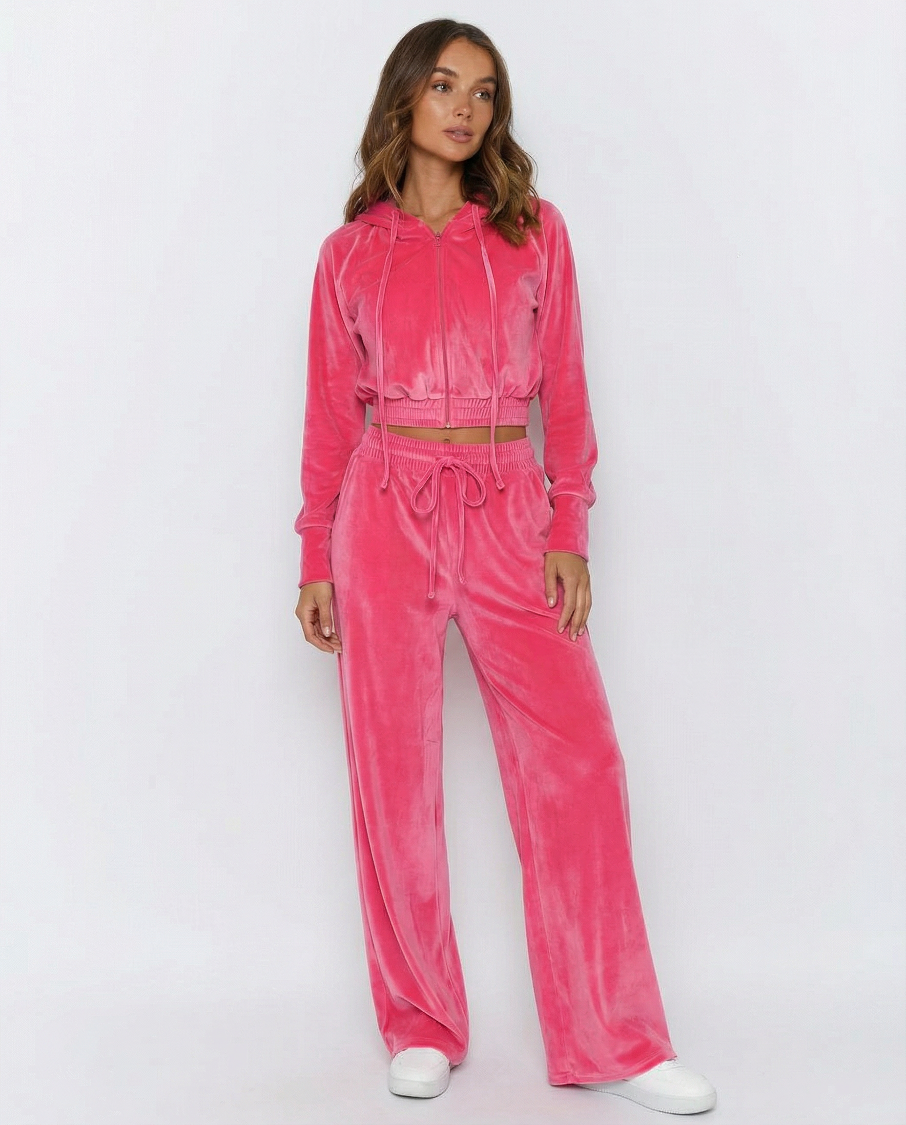 Sable Velvet Zip Cardigan Set