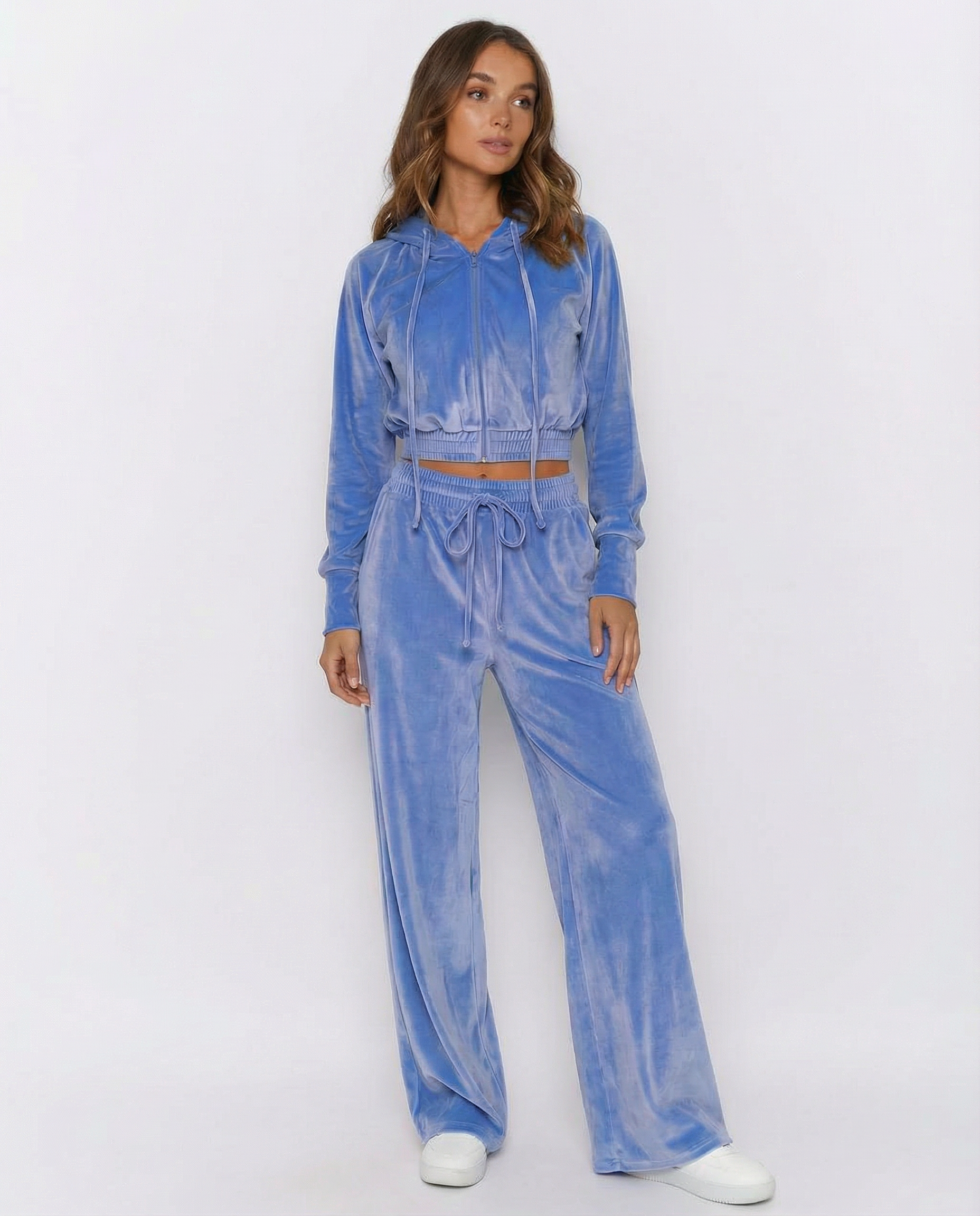 Sable Velvet Zip Cardigan Set