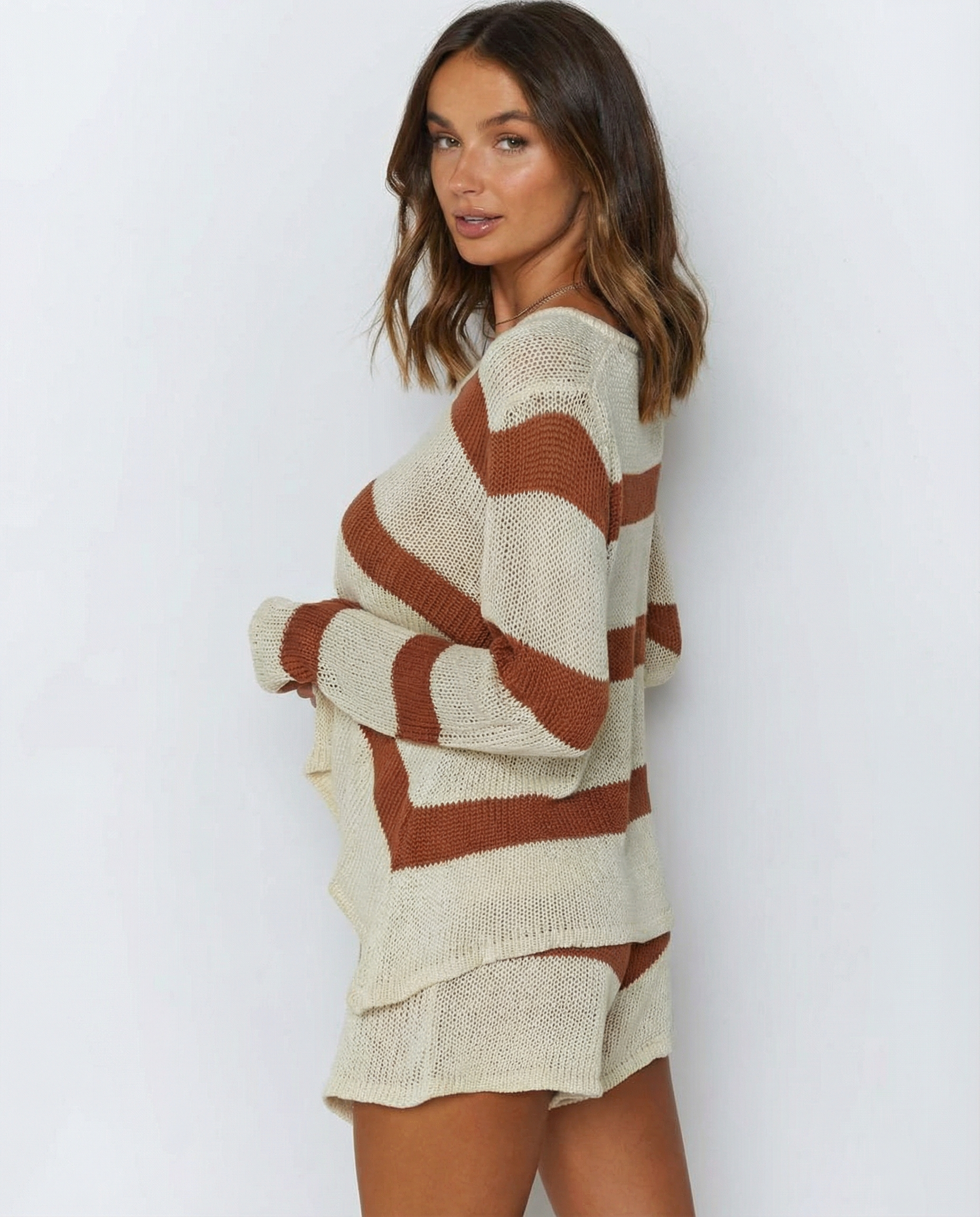 Riva Striped Knit Shorts Set