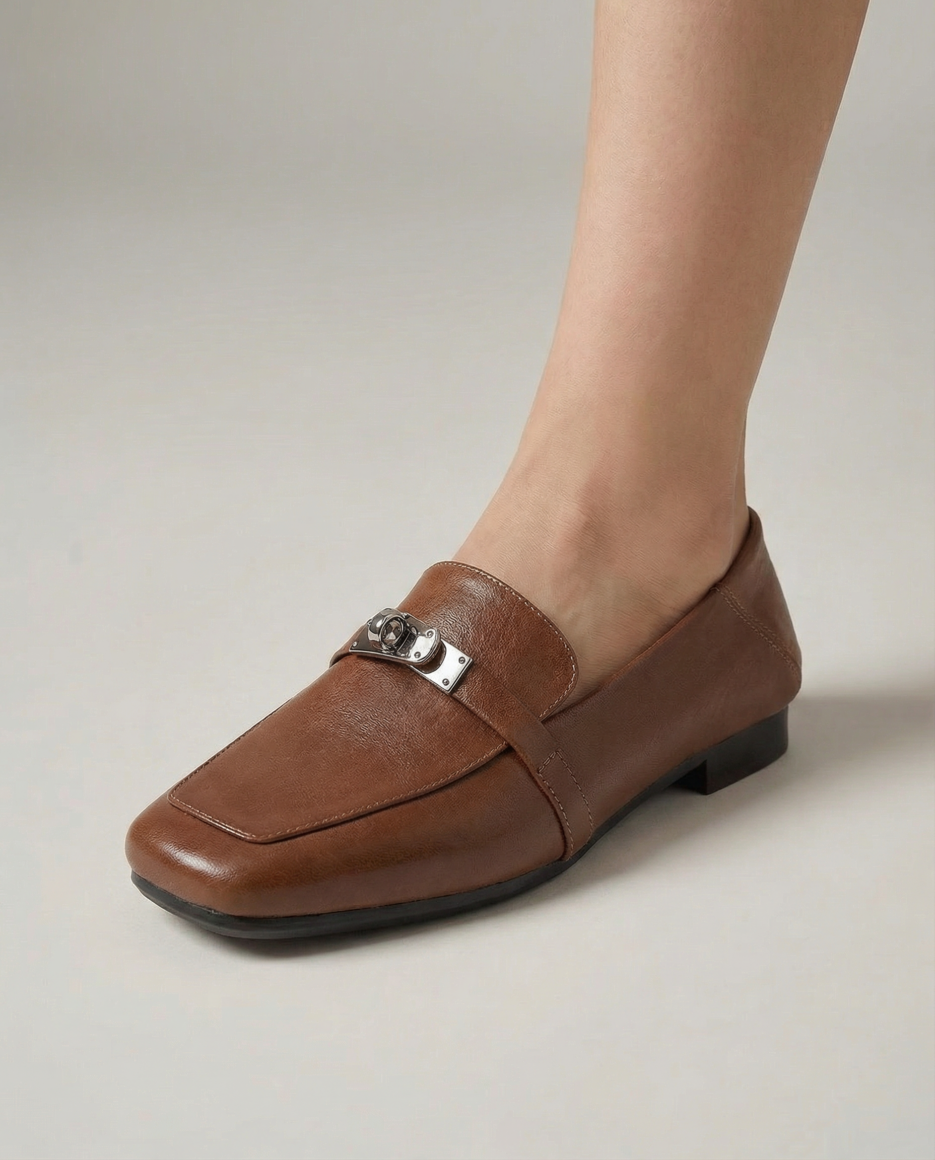 Corin Square-Toe Thick-Heel Loafers