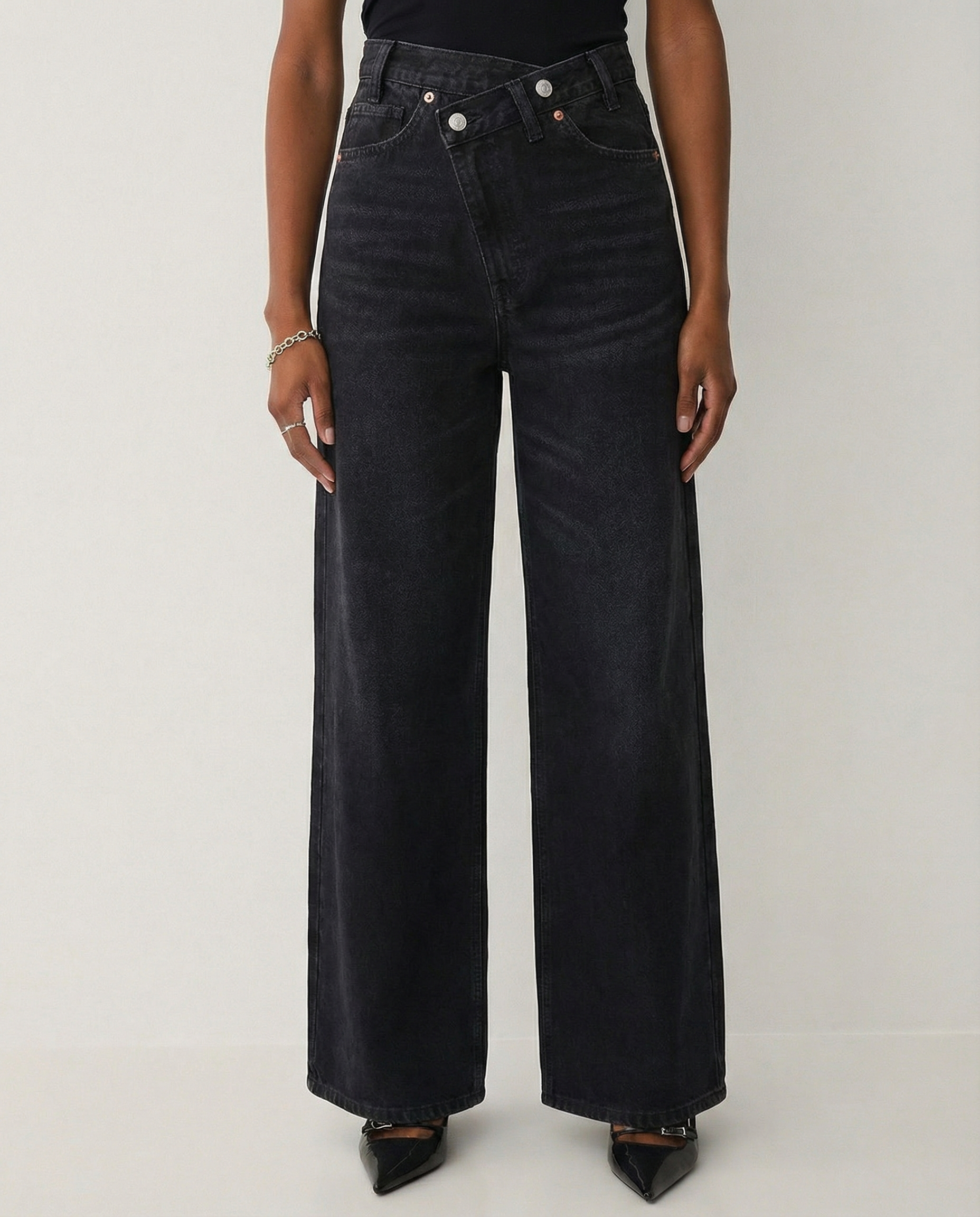 Marin Double-Button Wide-Leg Jeans