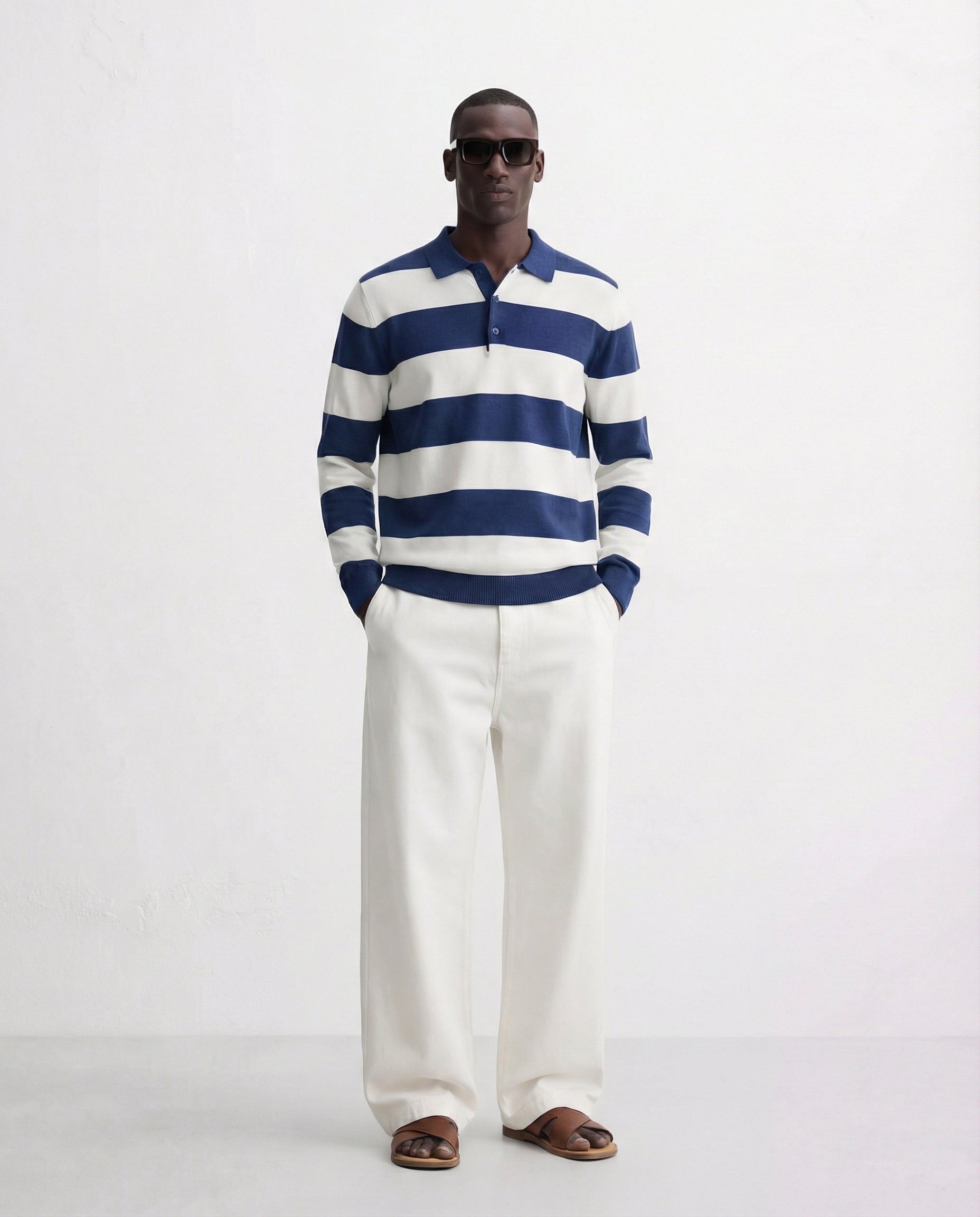 Dexter Striped Polo Knit Jumper